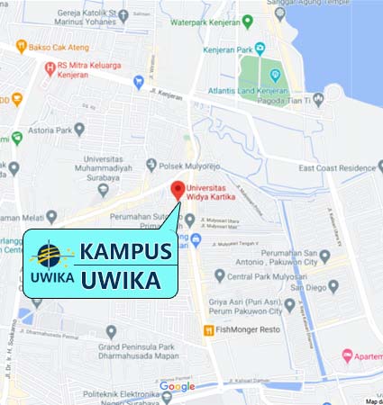 Lokasi dan Peta (Google Map) Universitas Widya Kartika Surabaya Prestasi